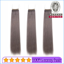 Ash Grey Color Straight 100% Brazilian Virgin Hair Cuticle Aligned Human Knot Thread Hair Extension Remy Hair